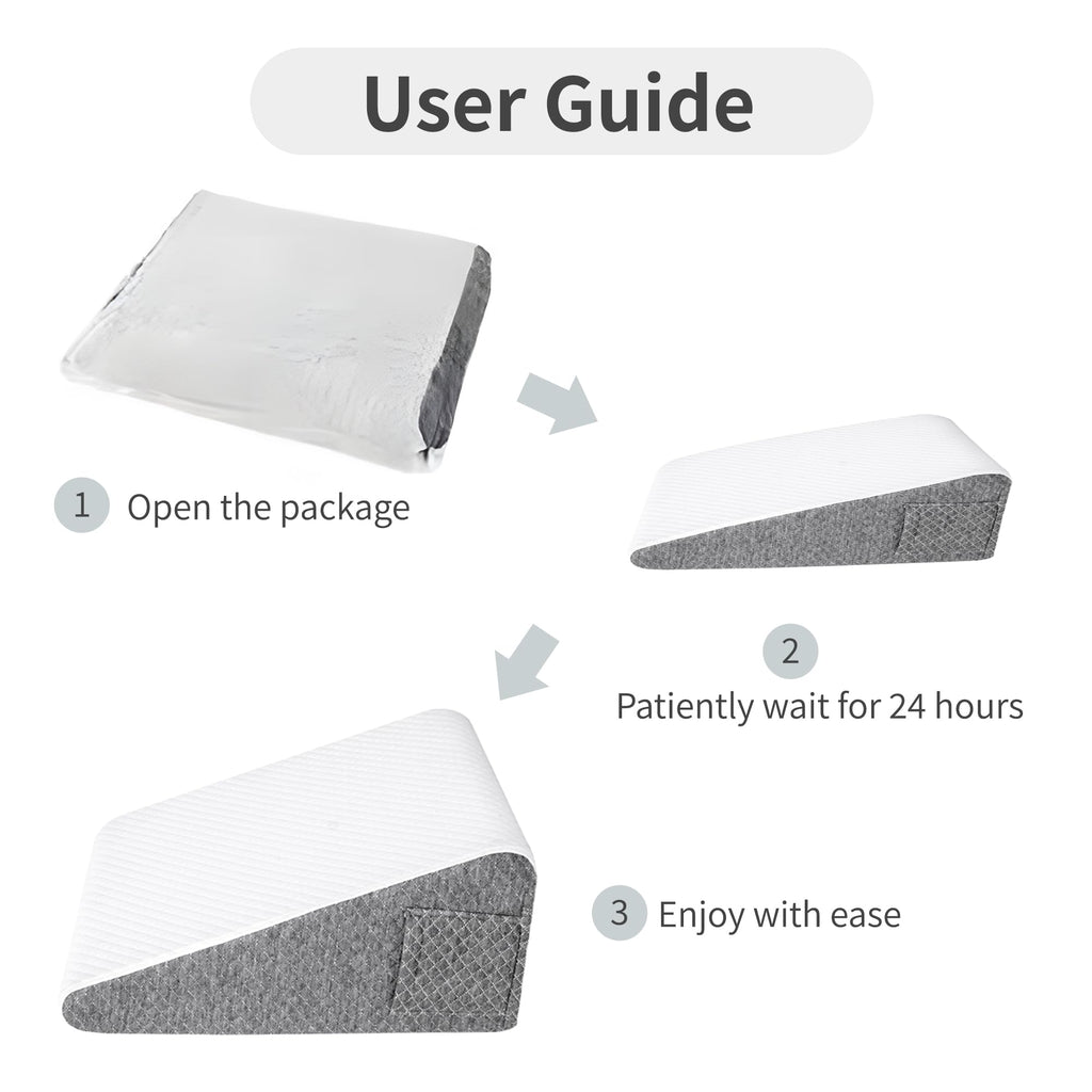 Wedge Pillow Set for After Surgery, White/Dark Grey, "