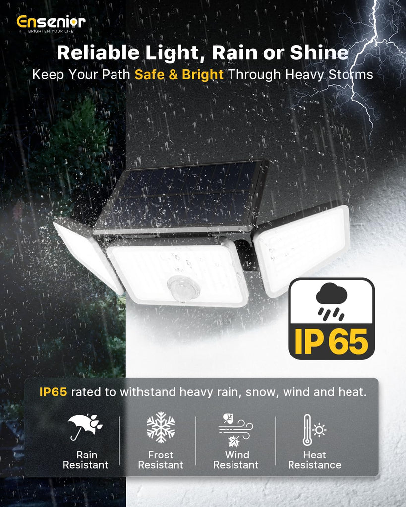 Solar Motion Sensor Flood Light with Remote, Black, 4-Pack