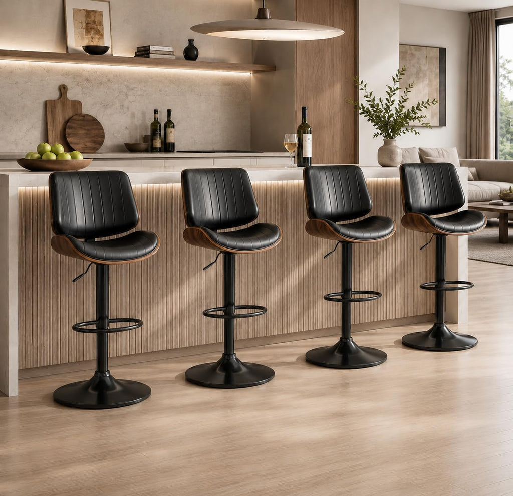 Swivel Bar Stools 2PCS, Adjustable Bentwood Barstools Counter