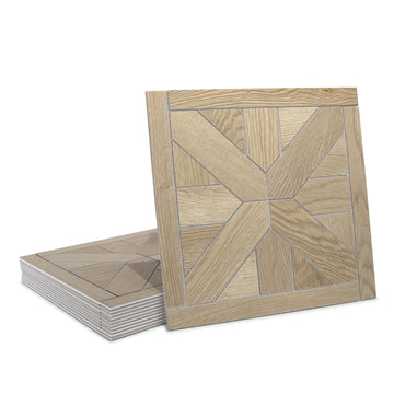 12-Pack Peel & Stick Floor Tile, Pinwheel Warm Oak