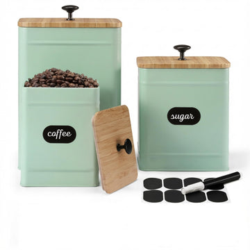 Kitchen Canisters for Countertop Set of 3, Airtight Canisters Sets Counter with Lid, Metal Farmhouse Food Storage