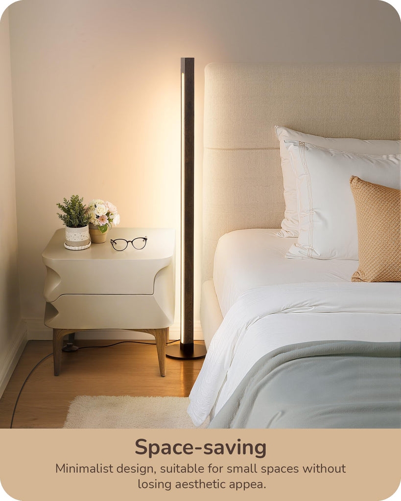 Wooden Corner Lamp with Remote, Dual Lighting, 7CCT & Dimmable