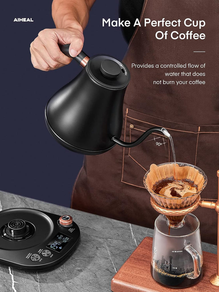 Electric Gooseneck Kettle Temperature Control, Pour Over Electric Kettle for Coffee and Tea, 100% Stainless Steel