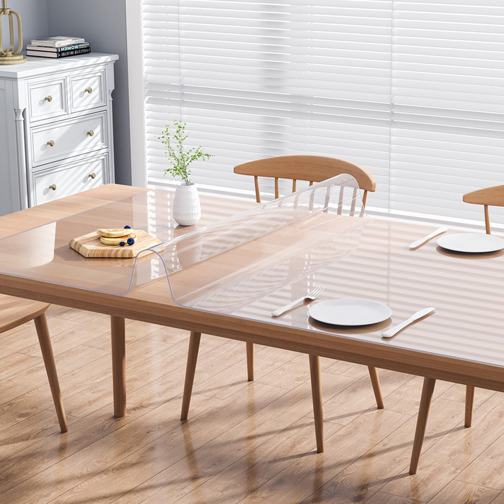 Clear Table Cover Protector, 1.5mm Thick 36 x 72 in PVC Plastic Tablecloth, Waterproof & Oil Spill Proof