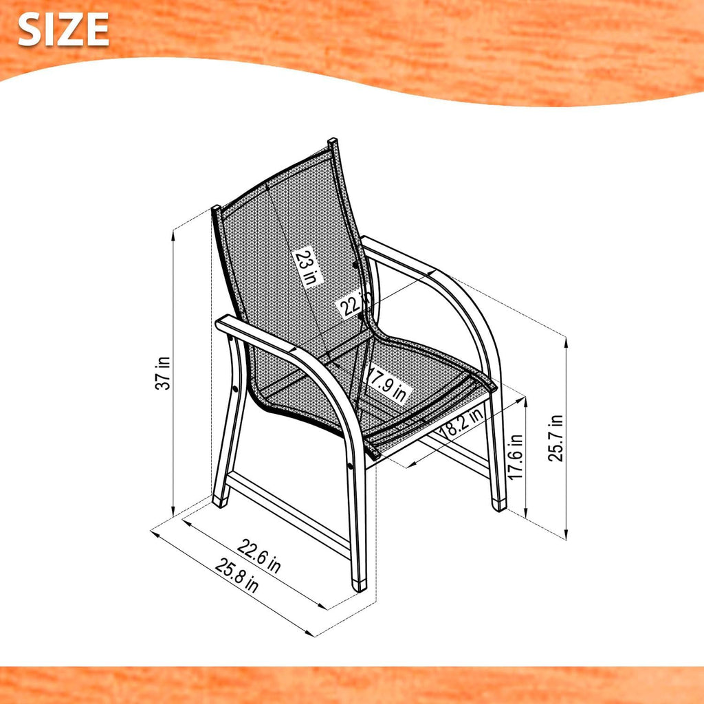 Bahamas Armchairs| Black and Quick dry Sling Chairs | Teak Finish | Durable and Ideal for Indoors and Outdoors (Set