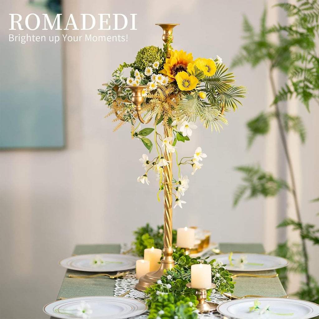 Candelabra Gold Candle Stand: 28" Tall 5-Branch Candlestick Holderoliday Event Reception Decoration,2Pcs