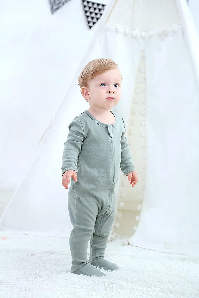 Baby Boys Girls Organic Cotton Zip-Front Sleeper Pajamas, Footed Sleep 'n Play
