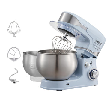 6-Speed 5.3QT+3.2QT Two-Bowl Stand Mixer, MISTY ICE BLUE