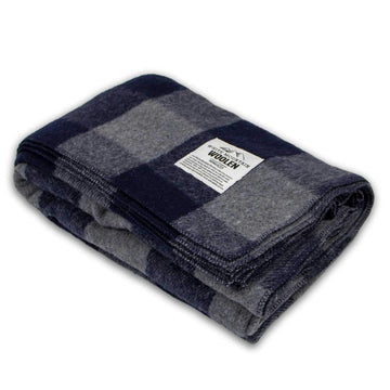 Lodge Twin Blanket - 80% Recycled Wool - Buffalo Plaid - Warm Throw Blanket - Thick - Washable - 65W x 90L - Gray and