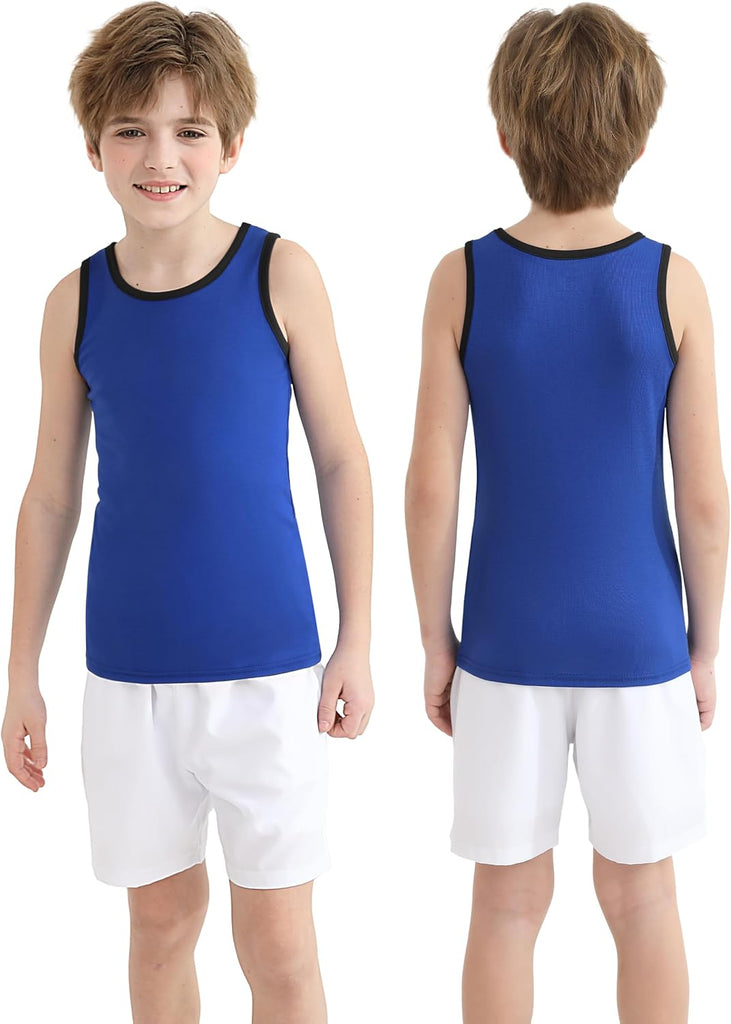 5 Pack Boys' Tank Undershirt Sleeveless Tank Tops Assorted Colors Round Neck Cotton Tank Tops