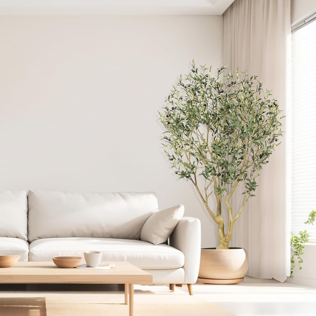 6ft Olive Tree Artificial Indoor with Thick Trunk & Realistic Leave