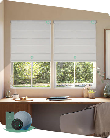 Motorized Roman Shades with Remote, Custom Smart Roman Window Blinds