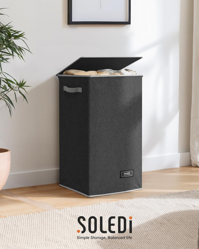 90L Laundry Hamper with Lid, Large Collapsible Laundry Basket