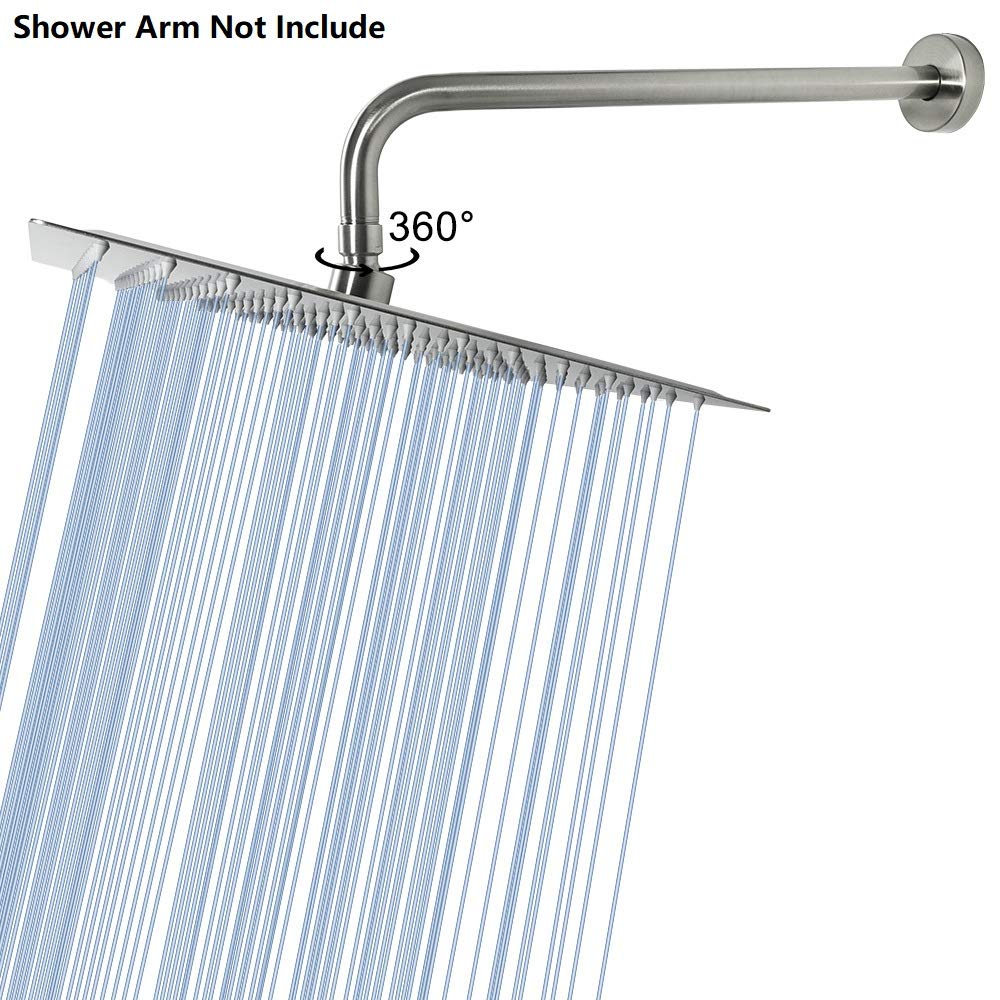 Rain Shower Head, High Flow Stainless Steel Square Rainfall Shower, Waterfall Bath Shower Body Covering, Ceiling or