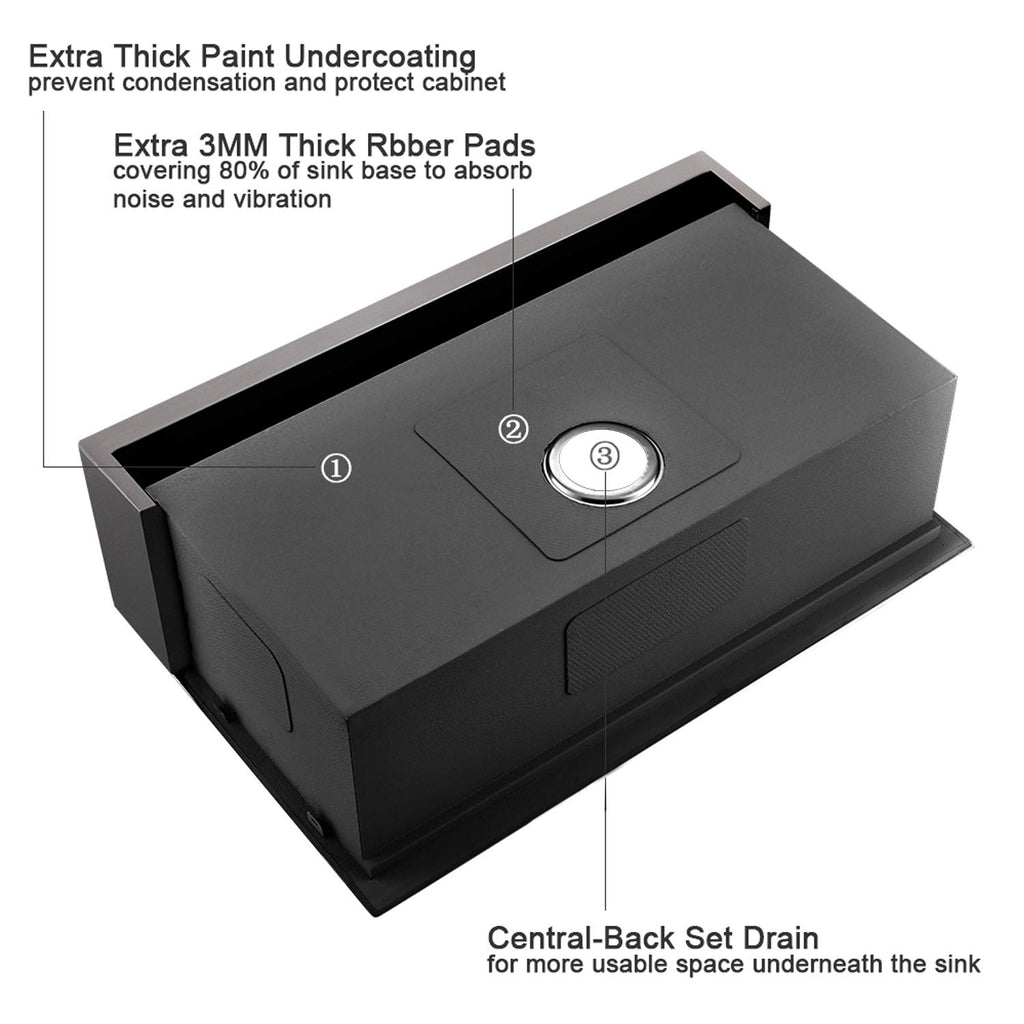 33 Inch Black Farmhouse Sink Workstation - 33x22