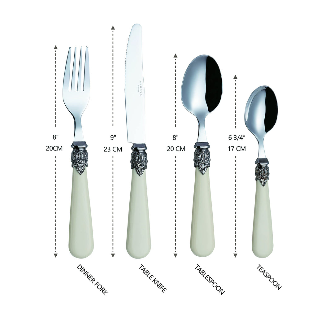 Flatware 24 Pieces Set/Stainless Steel Vintage Silverware/Cutlery Set, Ivory Color, Dinner Knife/Dinner Fork/Dinner