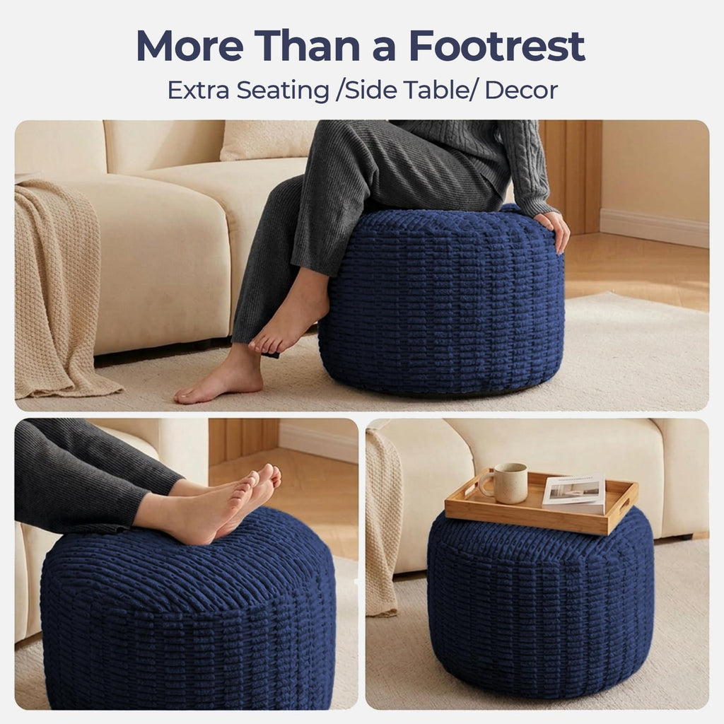Round Pouf Ottoman Foot Rest, 20x15 In Foot Stools Ottoman