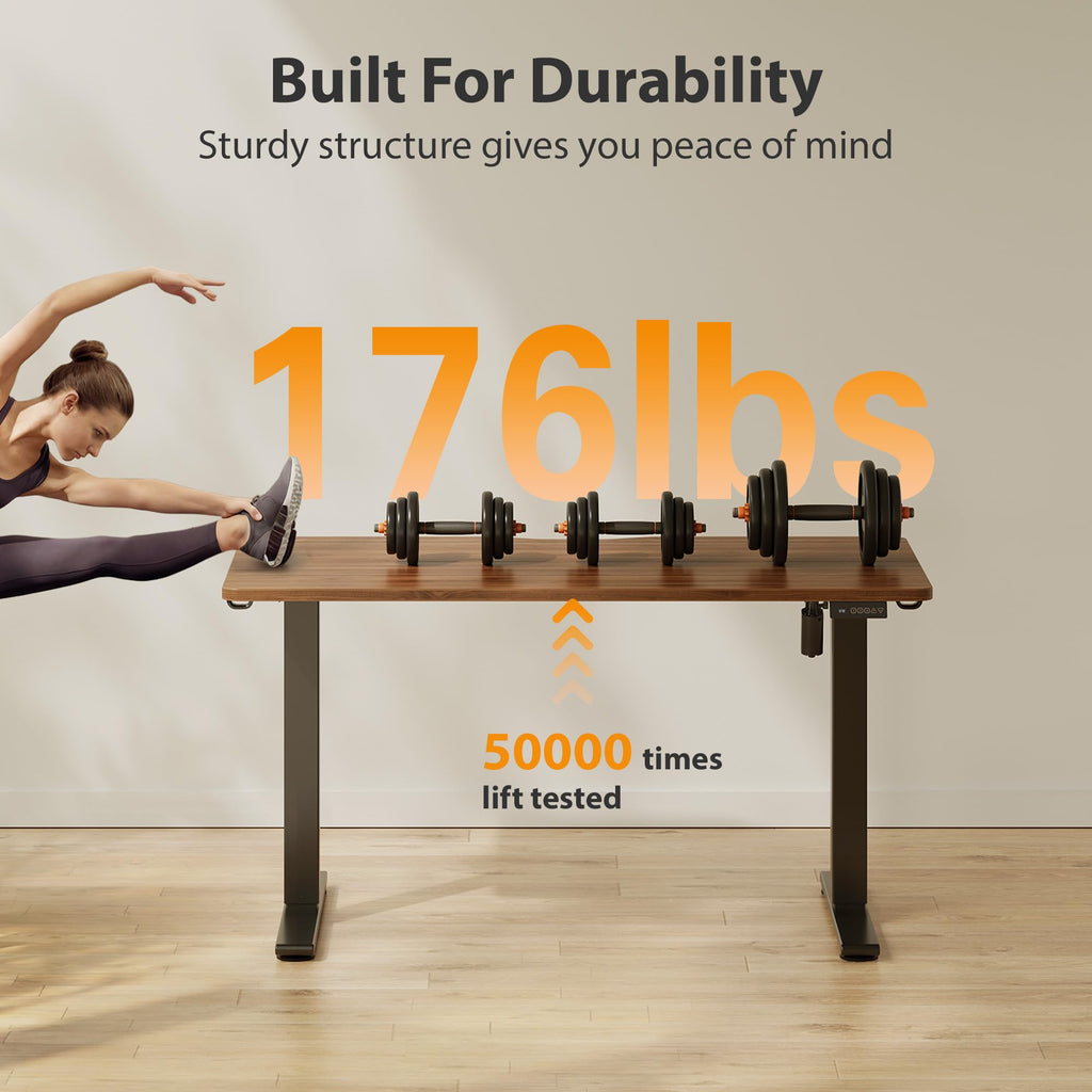 Standing Desk, 55x24 Inches Sit Stand Home Office Desk, Electric Stand up Desk, Adjustable Desk with Splice Board