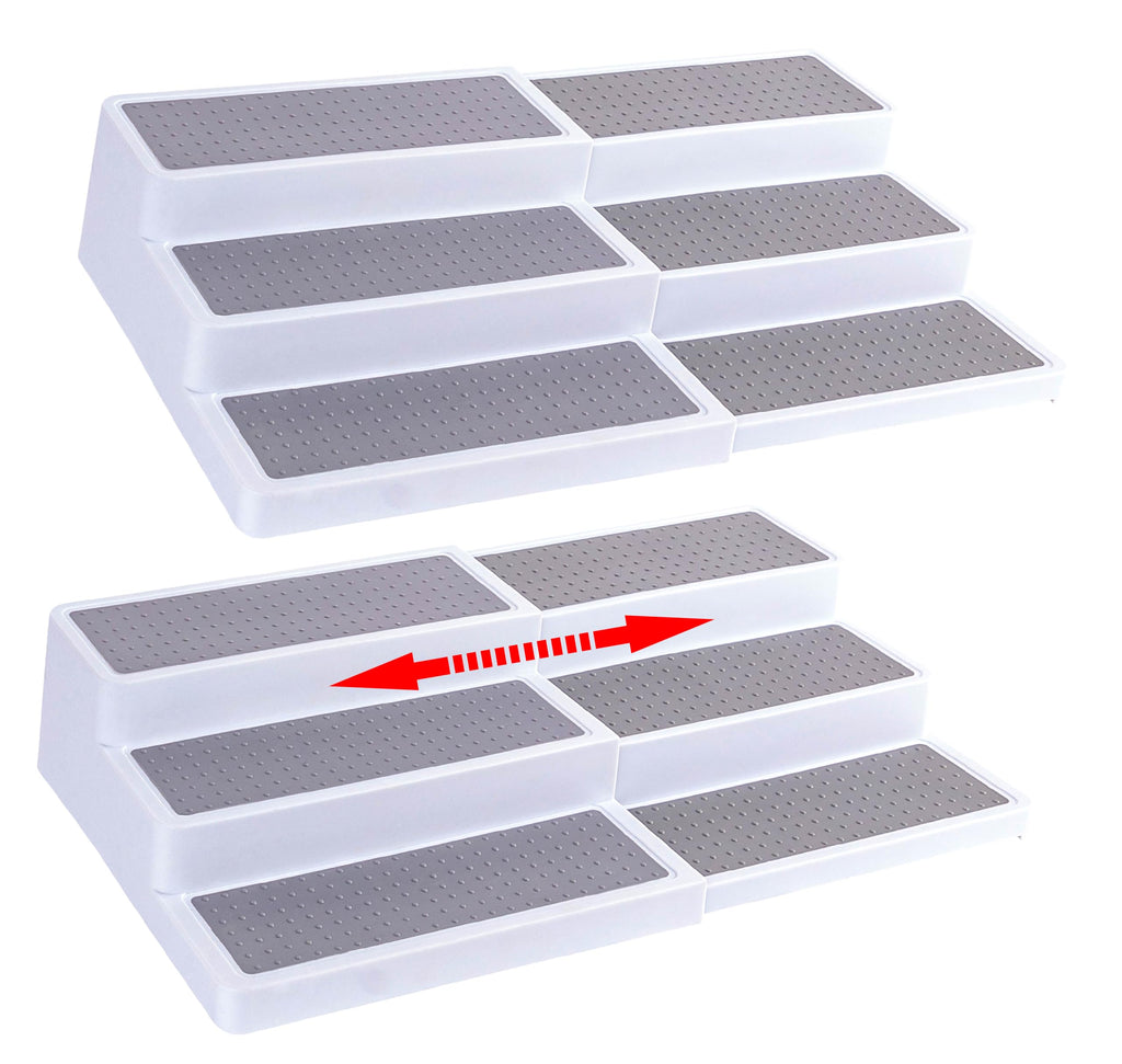 Plastic 3-Tier Expandable Spice Rack, Adjustable Length, Stability with Non-Skid Shelf, For Easy Visibility
