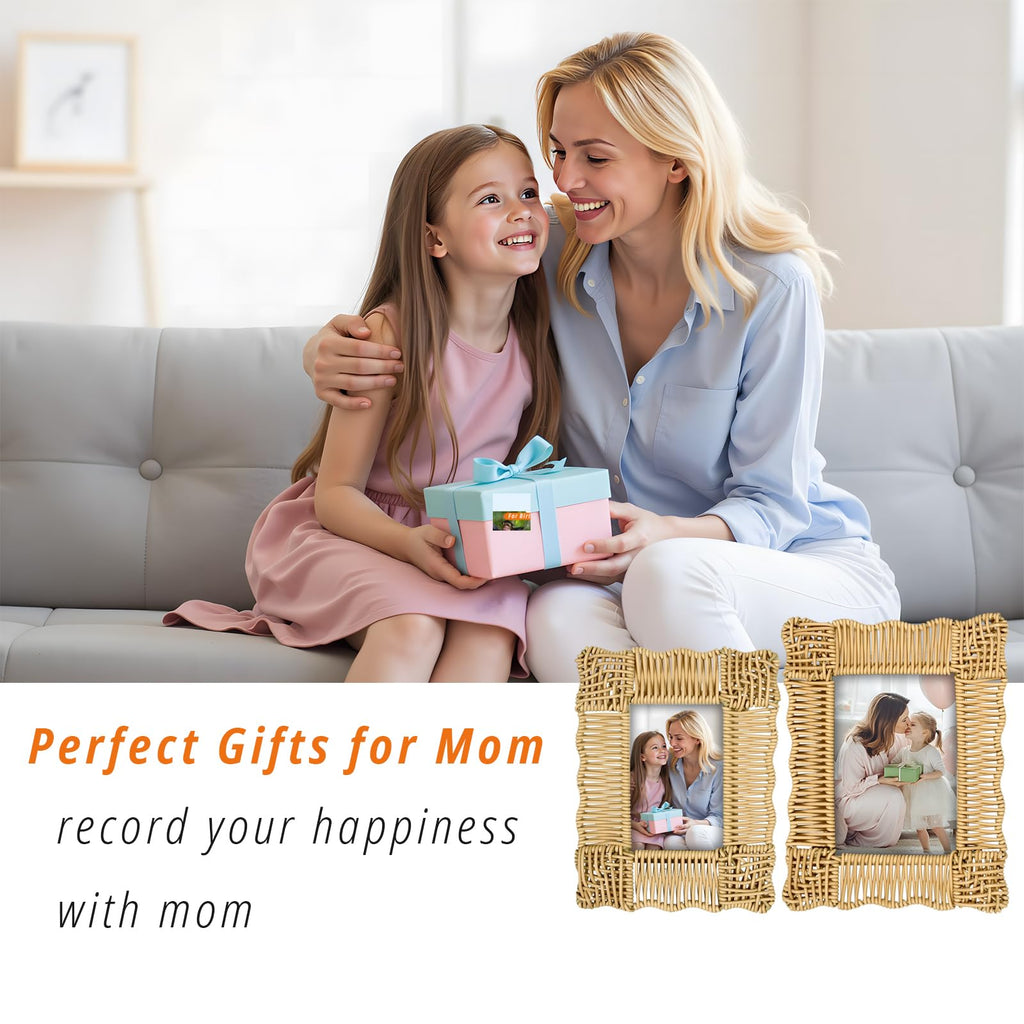 Rattan Picture Frame 5x7 & 4x6 Rattan Photo Frames Set of 2