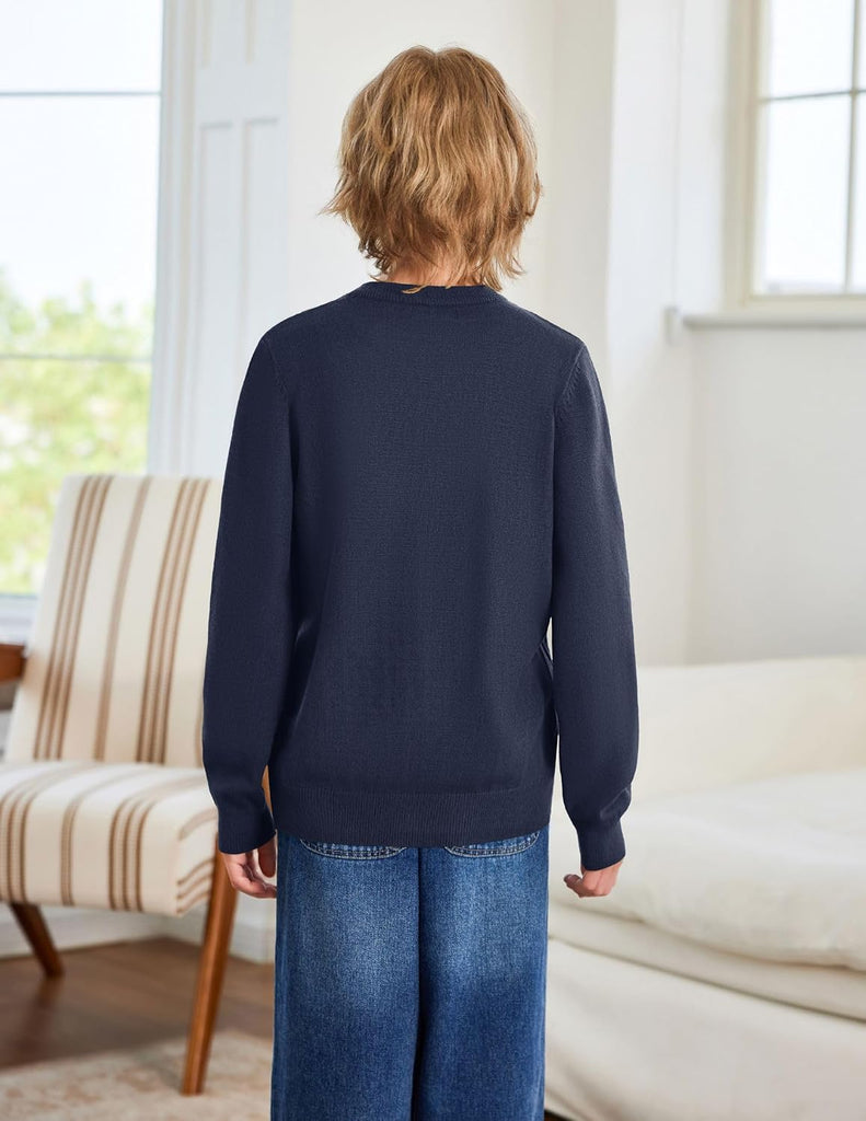 Boys Sweater Long Sleeve Cable Knit Crewneck Pullover Winter Tops
