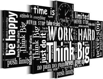 Inspirational Quotes Wall Art Canvas Picture Black White Positive Words Painting Office Bedroom Decor (Large)