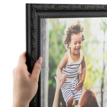12x24 Inch Black Picture Frame, This 1.5000 Inch Custom Poster Frame is Black Engraved Edges - Comes with Acrylic and