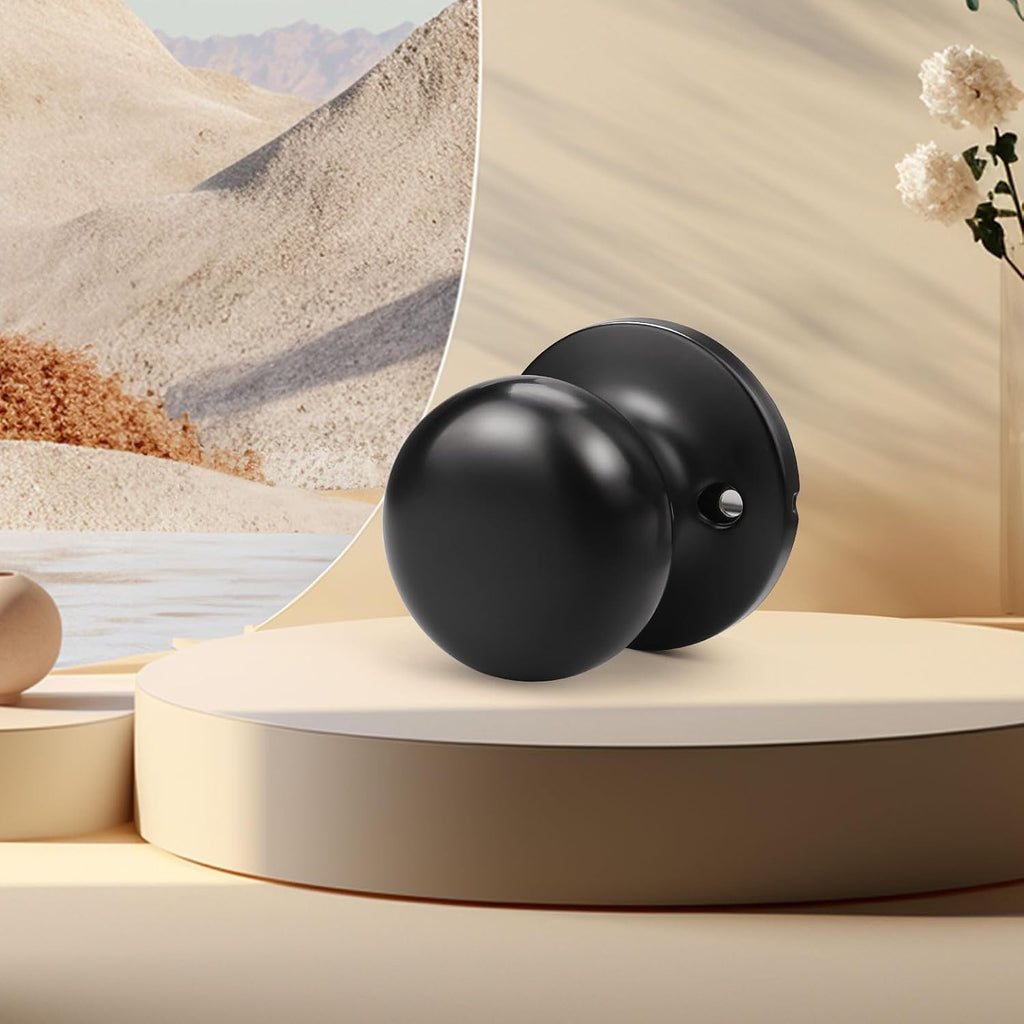 2 Pack Single Dummy Door Knobs Matte Black Interior Dummy Knobs for French Doors Round Door Knobs Stainless Steel