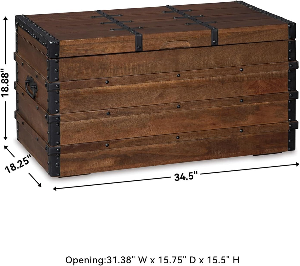 Kettleby Vintage Wood Storage Trunk or Coffee Table with Lift Top 19", Brown | Coffee table with storage, Crafted