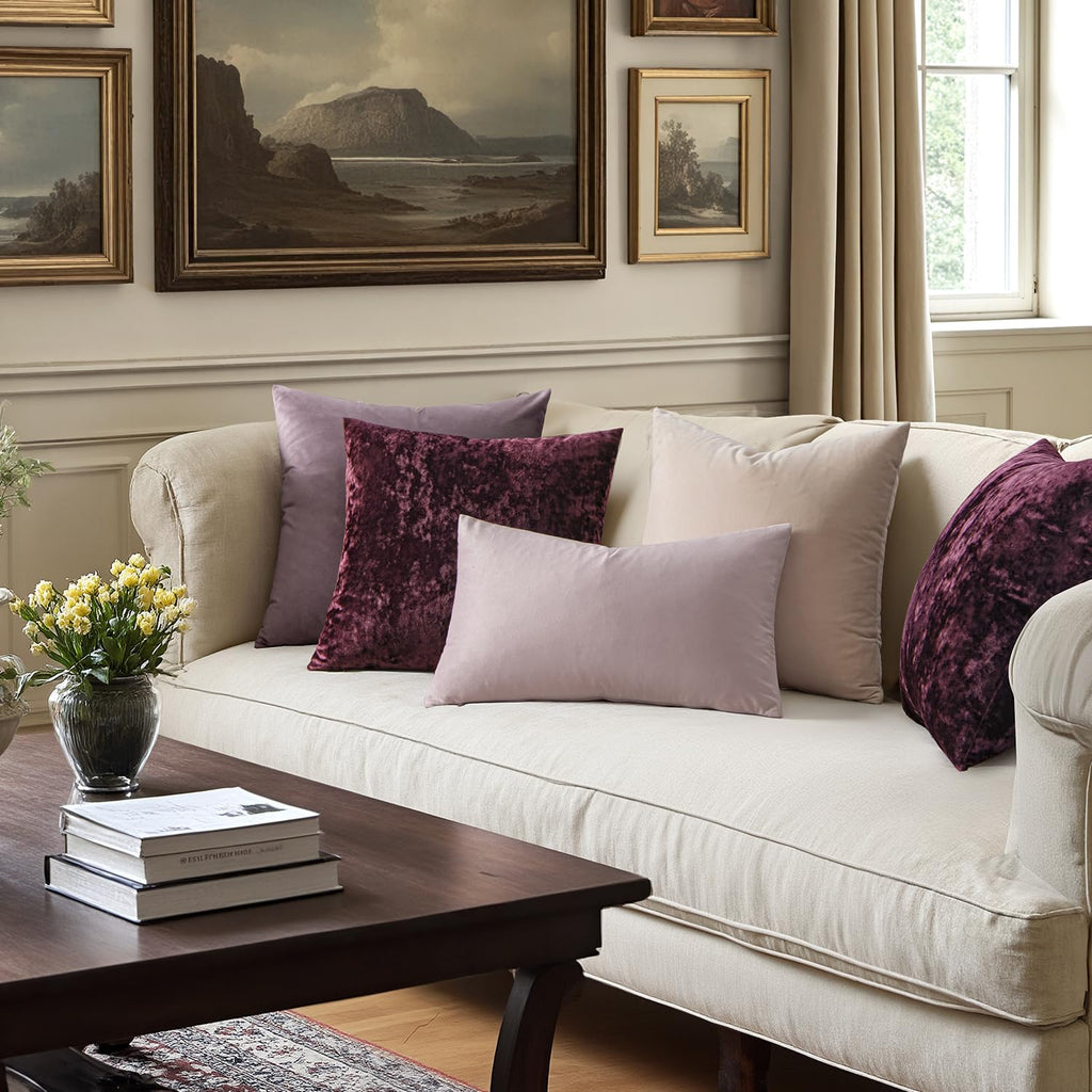 Velvet Throw Pillow Covers Purple 18x18 inch Set of 2
