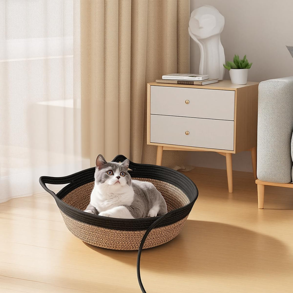 Cat Bed, Cotton Rope Instinct Basket for Cats, Handwoven Cat Beds