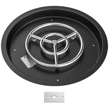 19-inch Round Stainless Steel Fire Pit Burner Pan with Burner Ring