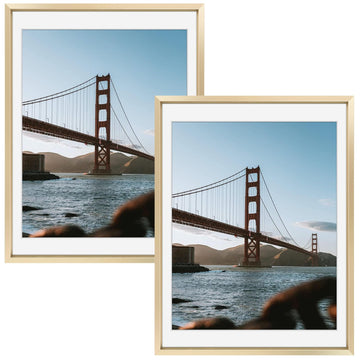 12x16 Gold Aluminum Metal Picture Frame Mat for 11x14 Glass