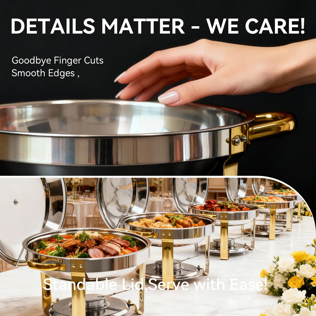 6QT Round Chafing Dishes for Buffet -4 Pack Food Warmers for Parties