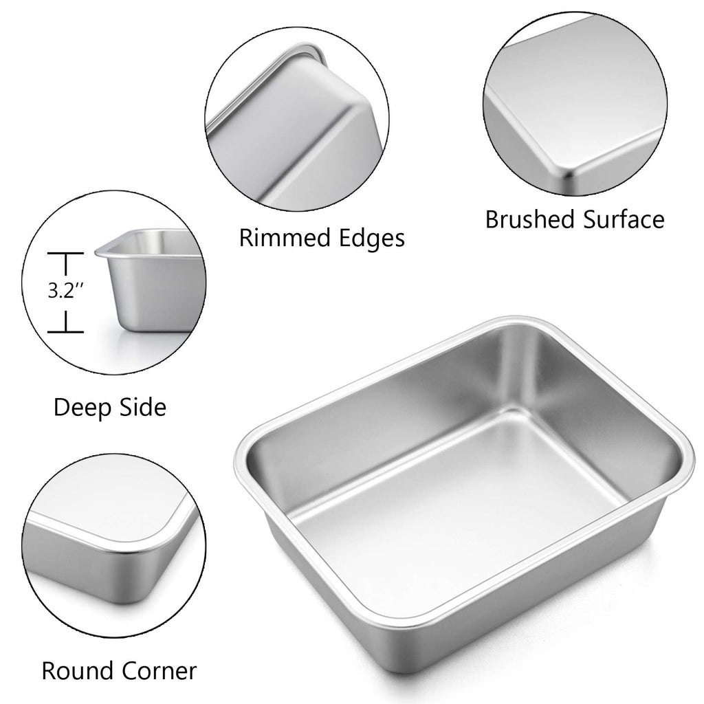 Stainless Steel Lasagna Pan, Rectangular Baking Pan 10.7" Lx3.2 H