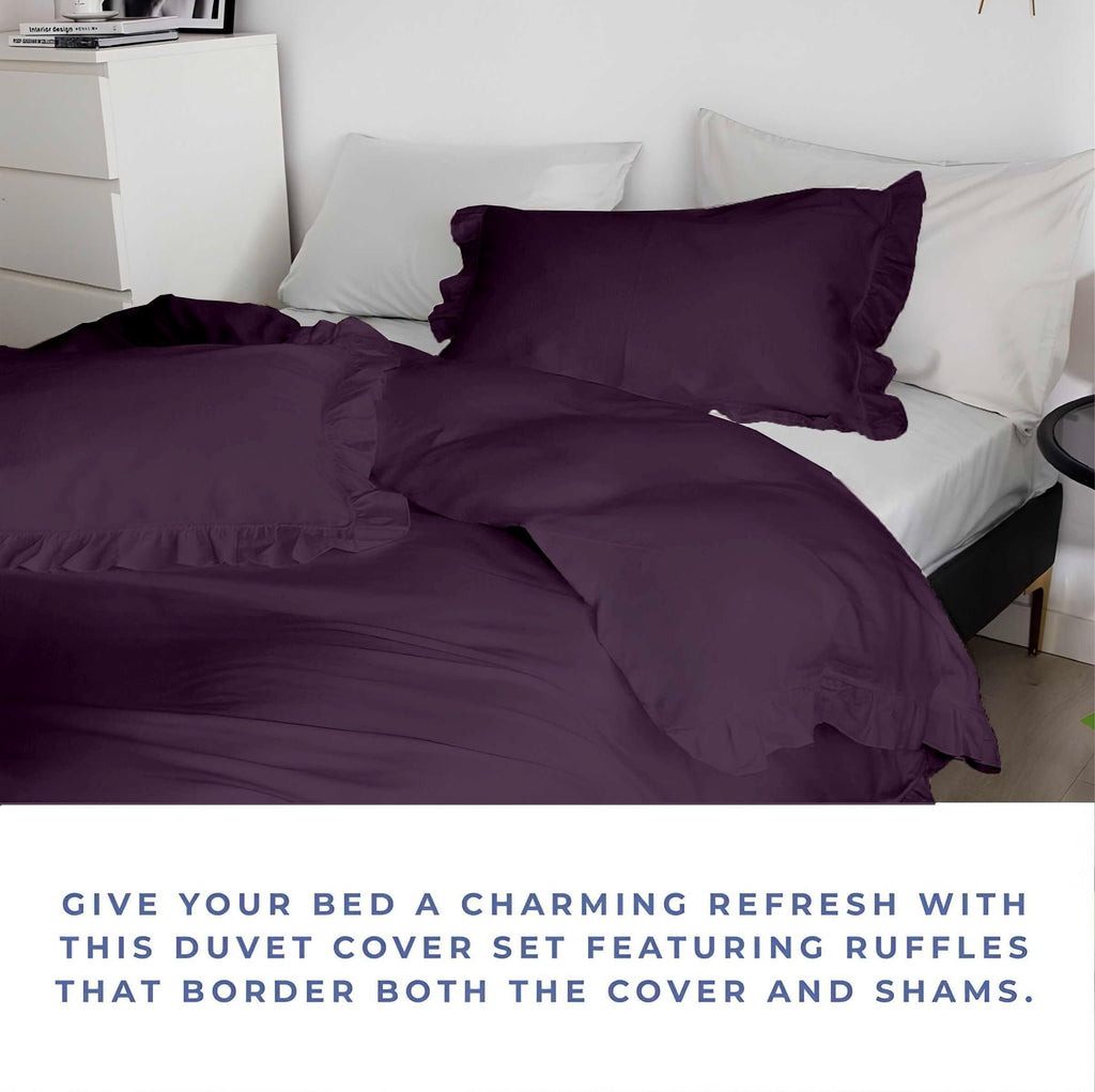 Custom Ruffle Trim Duvet Cover - 100% Egyptian Cotton, 600 Thread Count Decorative Comforter Cover (Desired