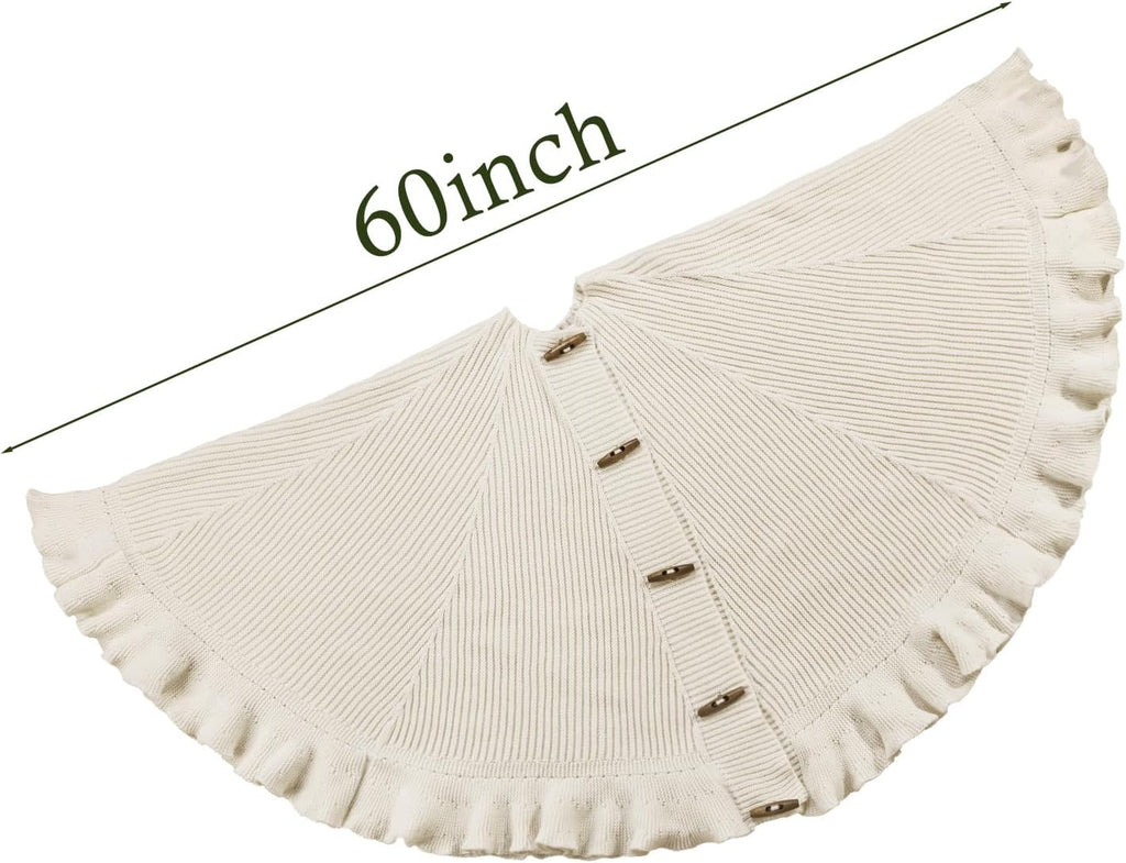 Knit Christmas Tree Skirts, Neutral Tree Skirt, Cozy Christmas Decorations