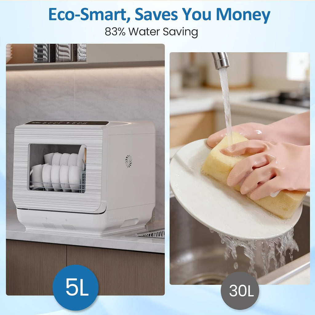 18" Portable Countertop Dishwasher with 152OZ Water Tank, 6 Preset Mode, Dishwasher Machine fits up to 12" plates
