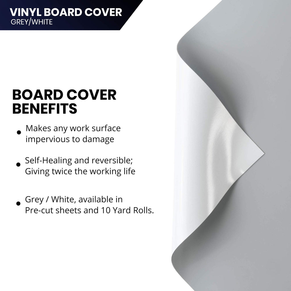 Vinyl Board Cover. Self Healing and Stain Resistant Gray/White Sheet, 42 inches by 10 Yard Roll