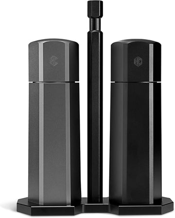 Tabletop Salt and Pepper Mill Set & Carrying Caddy Holder - Set of 3