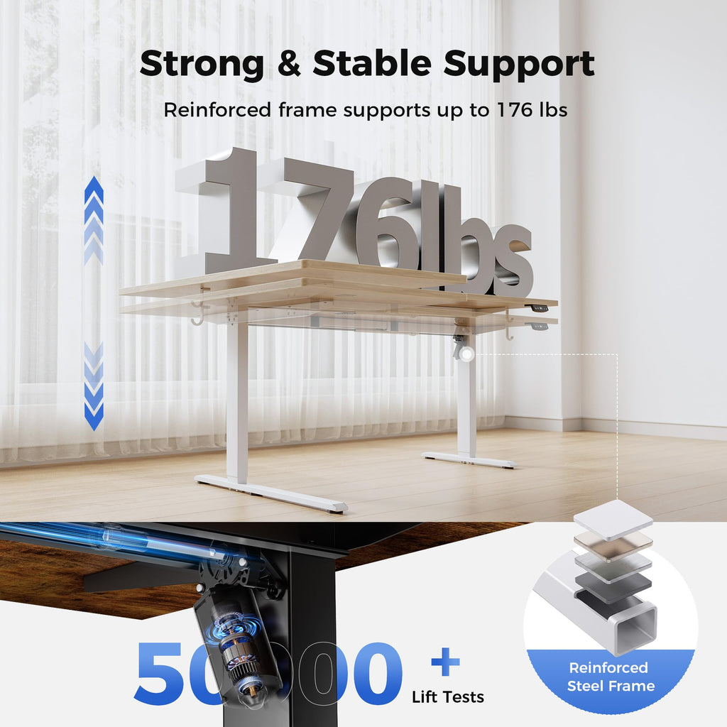 63 * 35 Inch Reversible L Shaped Electric Standing Desk, Maple