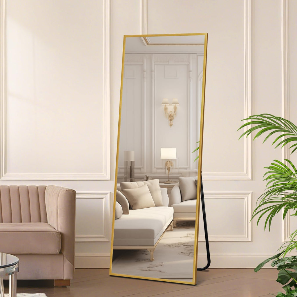 Full Length Floor Mirror 58"x19", Floor Standing Mirror, Gold