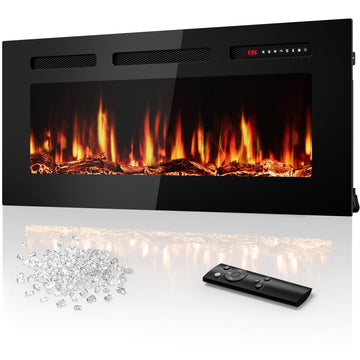 36" Ultra-Thin Electric Fireplace Heater, Recessed Wall Mounted