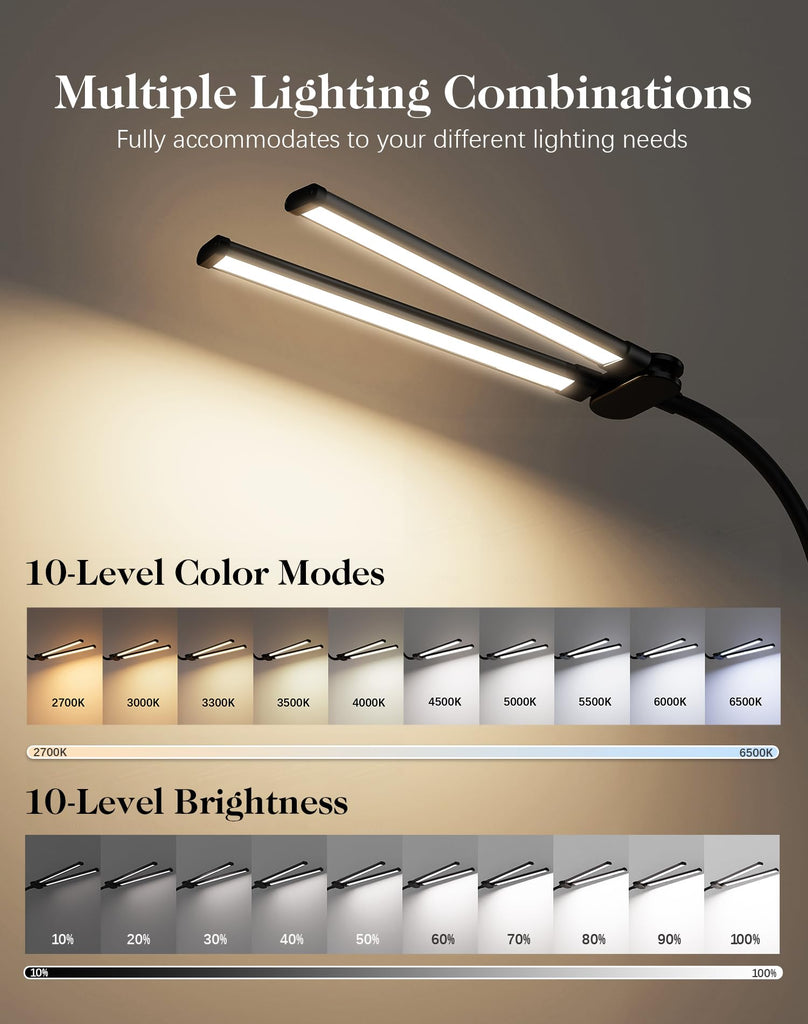 LED Floor Lamp with Table, 18W Bright Reading Floor Lamp, Narrow Side Table with Dual Head Goose-Neck, Adjustable