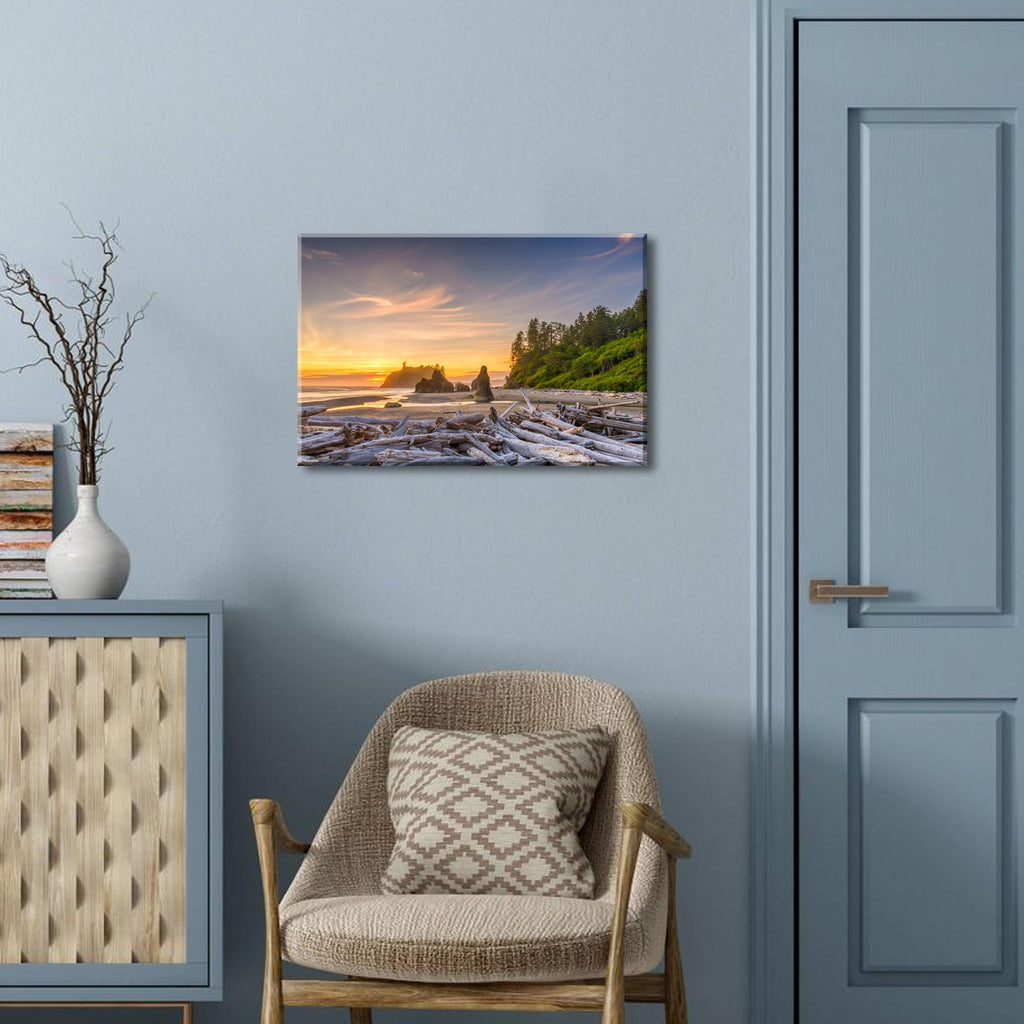 Beach Canvas Wall Art National Park Posters Wall Decor Sunset Coastal Bathroom Decor Washington Olympic Beach