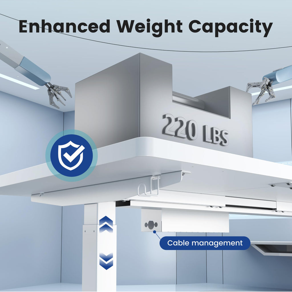 Standing Desk 63 × 37 Inch Electric Height Adjustable, White