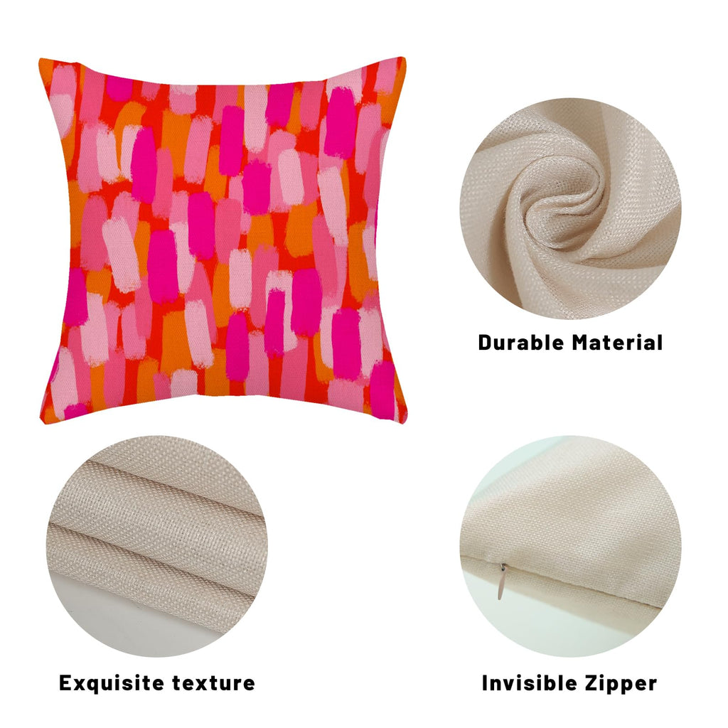 Preppy Hot Pink Pillow Covers 20x20 Inch 2 Pcs Burnt Orange Abstract Paint Decor Throw Pillows Modern Aesthetic Funky