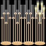 4 Pcs Acrylic Candelabra Centerpieces 35" Tall Clear Candle Holders Pillar Taper Candlestick with Lampshades 5 Arm