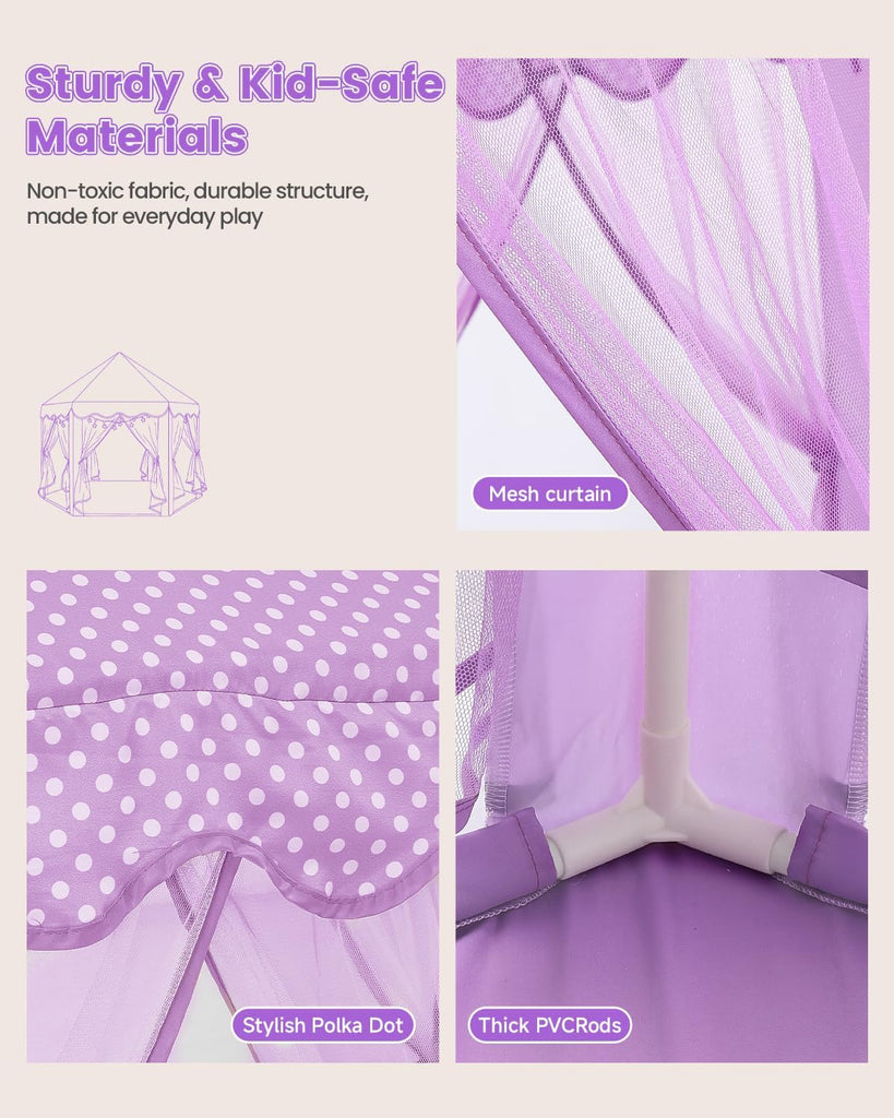 Princess Castle Tent for Girls Indoor, Play Tent with Rug