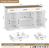 Buffet Cabinet with Drawers, 55" Large Sideboard Buffet Storage Cabinet with Shelves and Doors